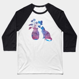 A cat and flowers Baseball T-Shirt